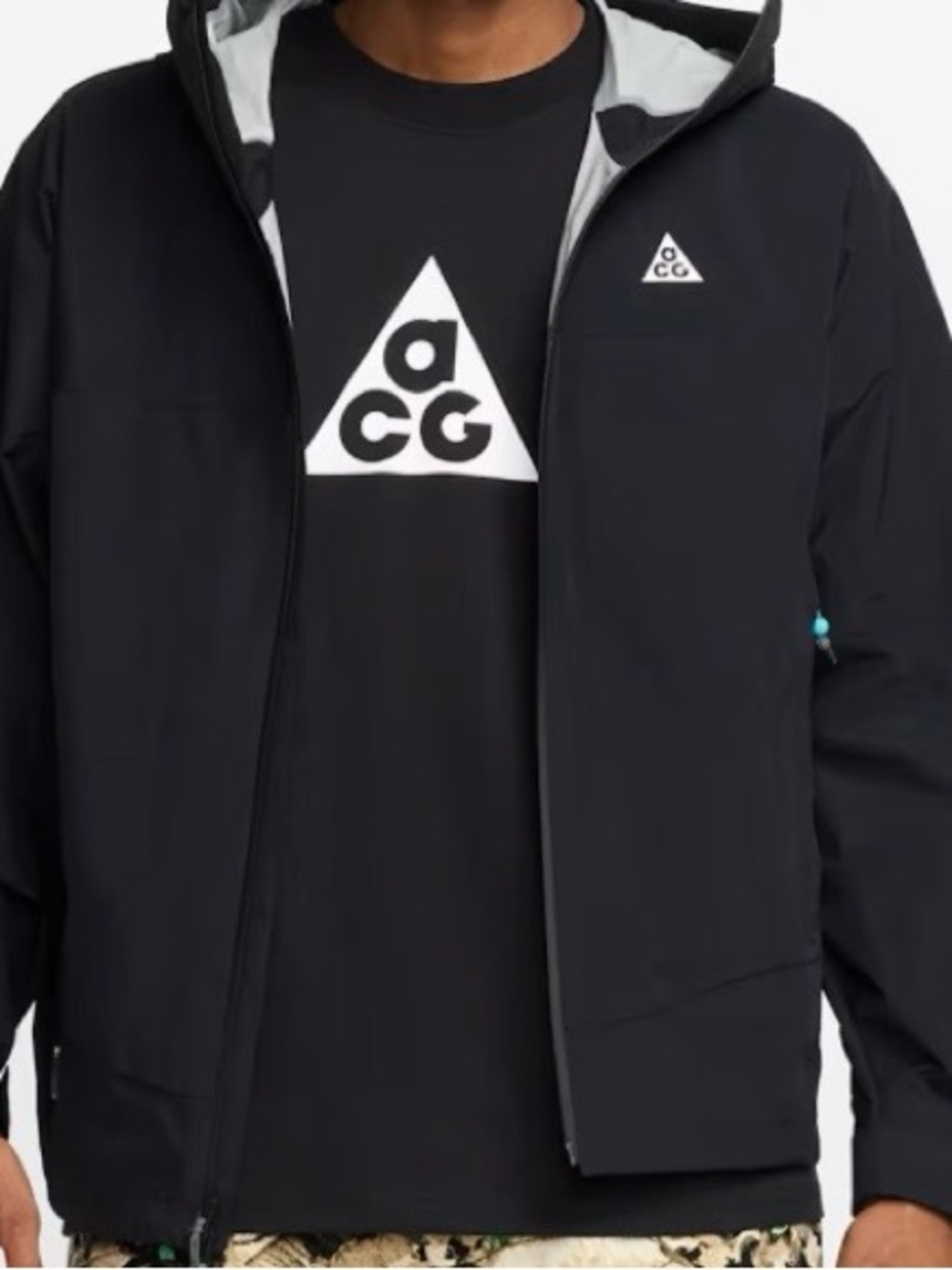 Nike ACG Black Hooded Rain Jacket with Reflective Logo